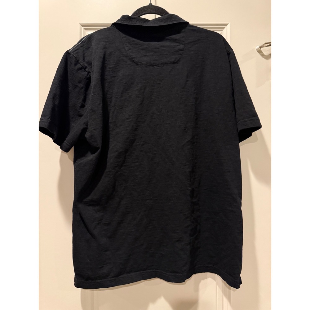 Minerals Mens XL Black Short Sleeve Polo Shirt 100% Cotton Slub Casual Top - Picture 3 of 3